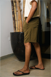 Men’s Slub Linen Short – Olive