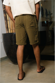 Men’s Slub Linen Short – Olive
