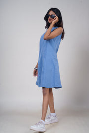 Sleeveless Panel A-Line Denim Dress