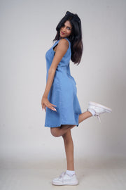 Sleeveless Panel A-Line Denim Dress