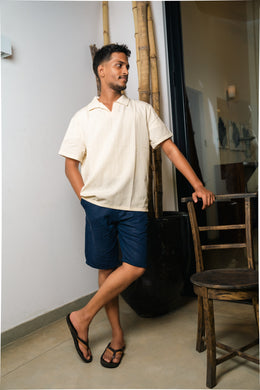 Men’s Linen Drawstring Shorts – Navy
