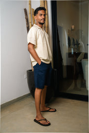 Men’s Linen Drawstring Shorts – Navy