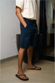 Men’s Linen Drawstring Shorts – Navy