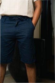 Men’s Linen Drawstring Shorts – Navy