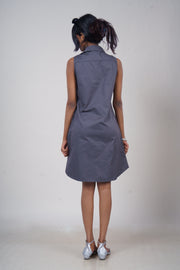 Sleeveless Utility Twill Shirt Dress
