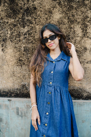 Sleeveless Chambri Dress - Blue