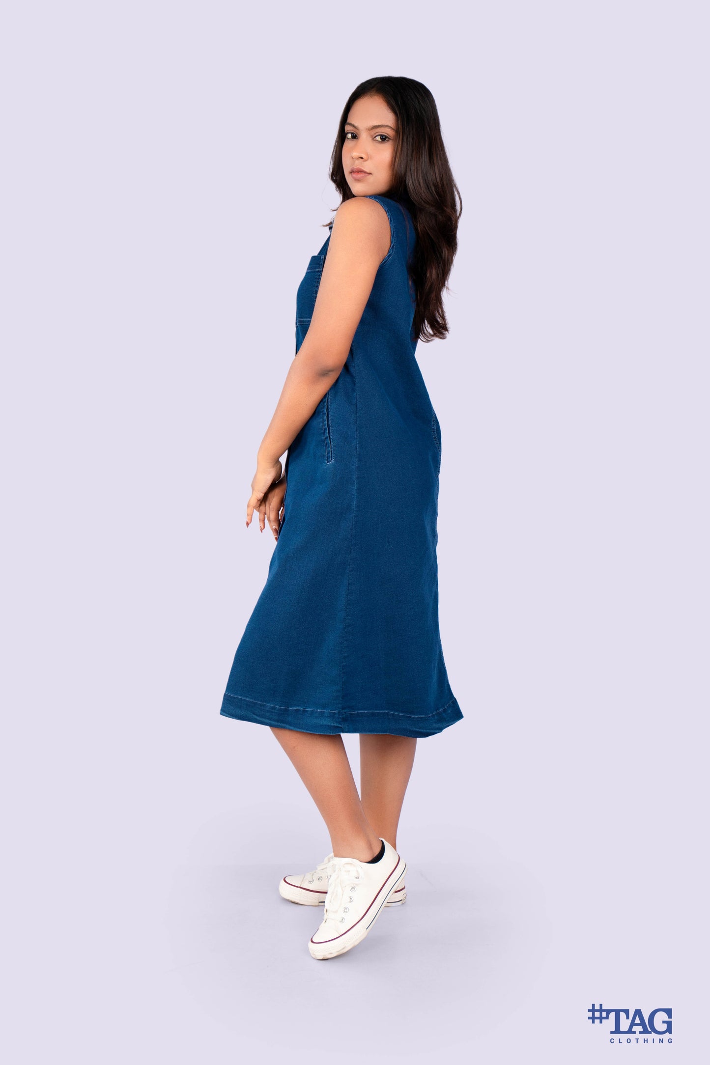 A-Line Midi dress- Dark Blue