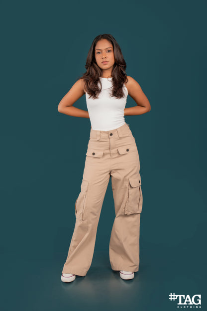 Ladies Extreme Baggy Cargo pant - Beige
