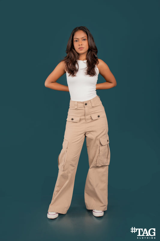 Ladies Extreme Baggy Cargo pant - Beige