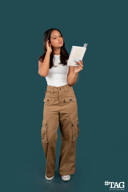 Ladies Extreme Baggy Cargo Pant - Light Brown