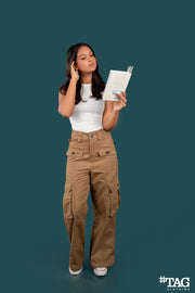 Ladies Extreme Baggy Cargo Pant - Light Brown