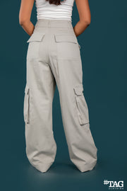 Ladies Extreme Baggy Cargo Pant - Light Gray