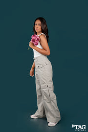 Ladies Extreme Baggy Cargo Pant - Light Gray