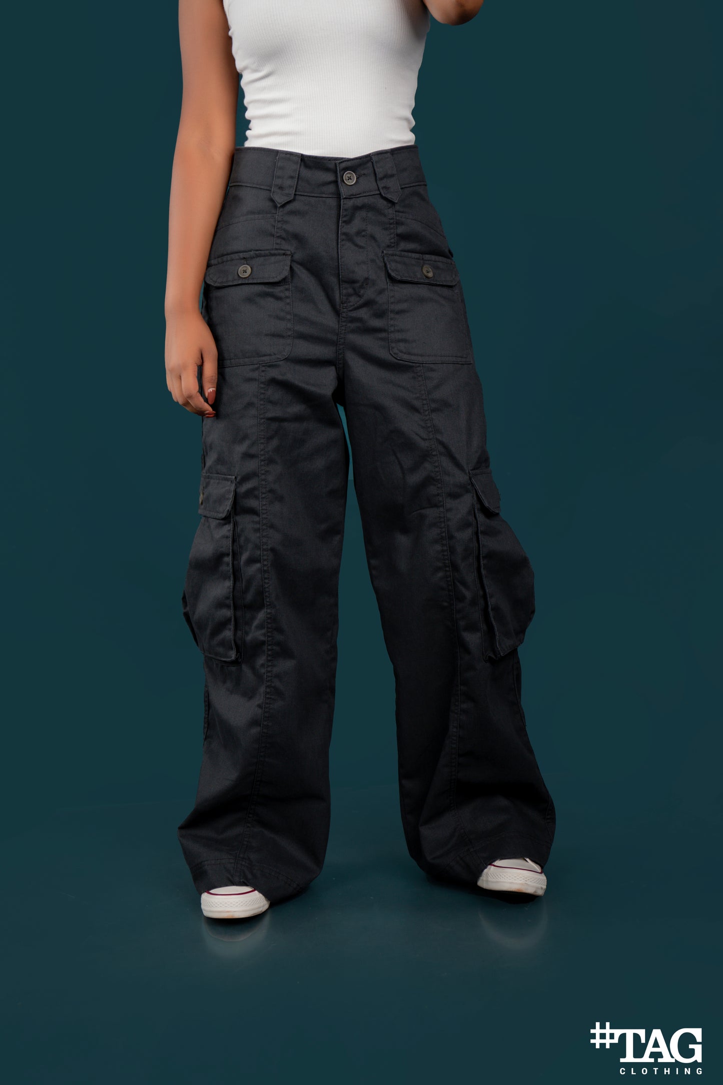 Ladies Extreme Baggy Cargo Pant - Black