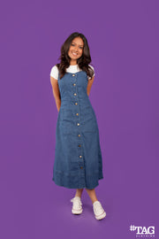 Strappy Denim Dress - Dark blue