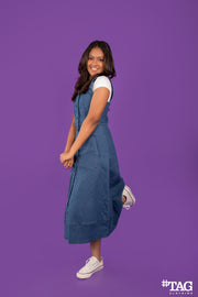 Strappy Denim Dress - Dark blue