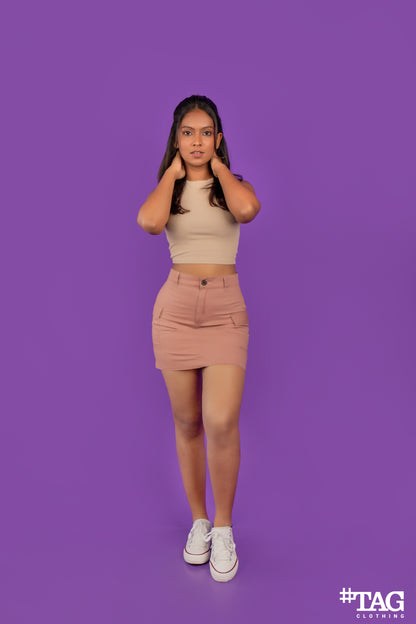 Ladies Mini cargo Skirt - Pink