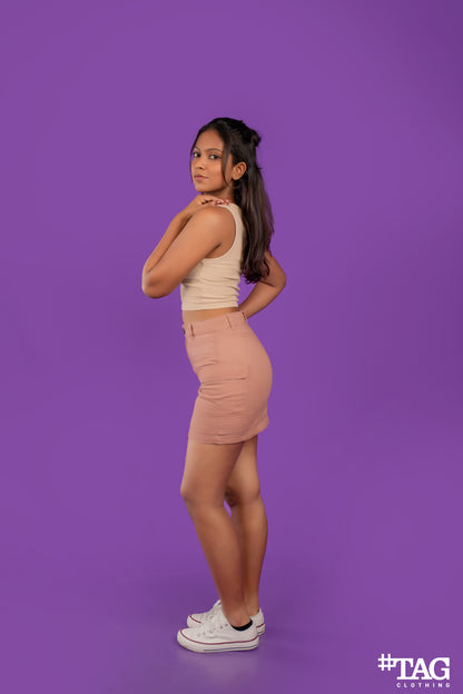 Ladies Mini cargo Skirt - Pink