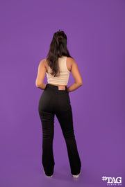 Ladies Denim Bell Pant - Black