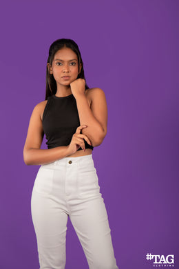 Ladies Denim Bell Pant-white