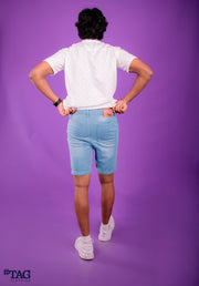 Denim Short with Rolled-Up-Hem - Ice Blue Wash