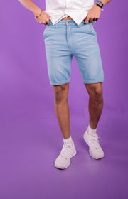 Denim Short with Rolled-Up-Hem - Ice Blue Wash