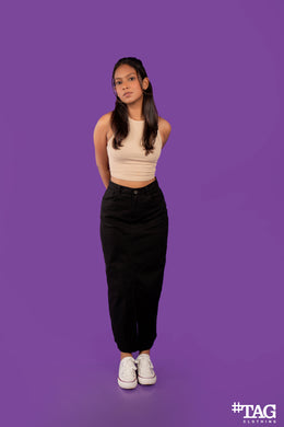 Ladies Long Twill Skirt -Black