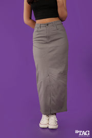 Ladies Long Tiwil Skirt- Gray