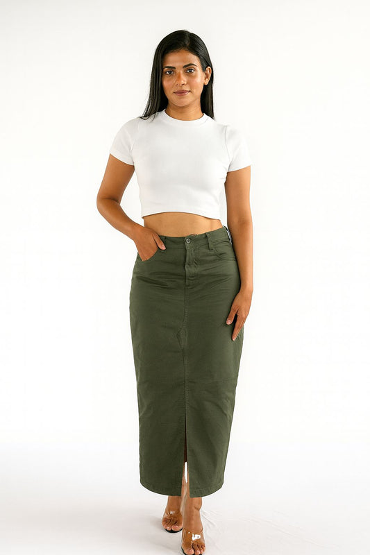 Ladies Twill Skirt - Olive