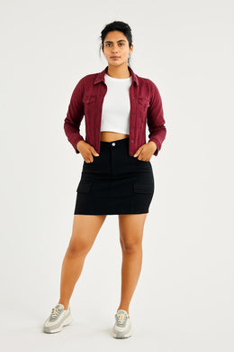 Ladies  denim  Mini Skirt - Black