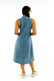 A- Line Midi Dress- Light Blue