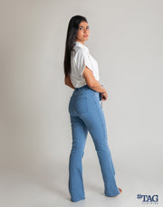 Ladies Bell Jeans with Bow - Mid Blue Wash