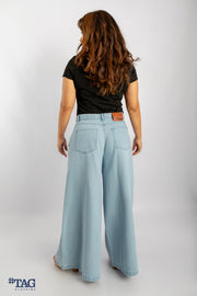 Ladies Baggy Bell Pant - Light Blue Wash