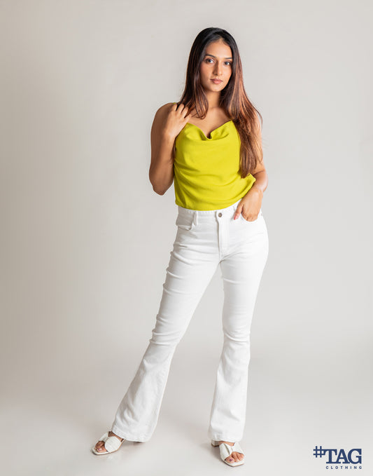 Ladies Bell Pant - White