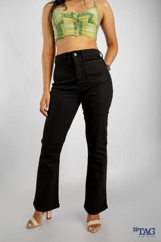 Ladies Denim Bell Pant - Black