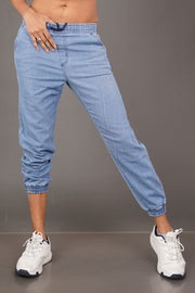 Ladies Denim Jogger - Light Blue Wash