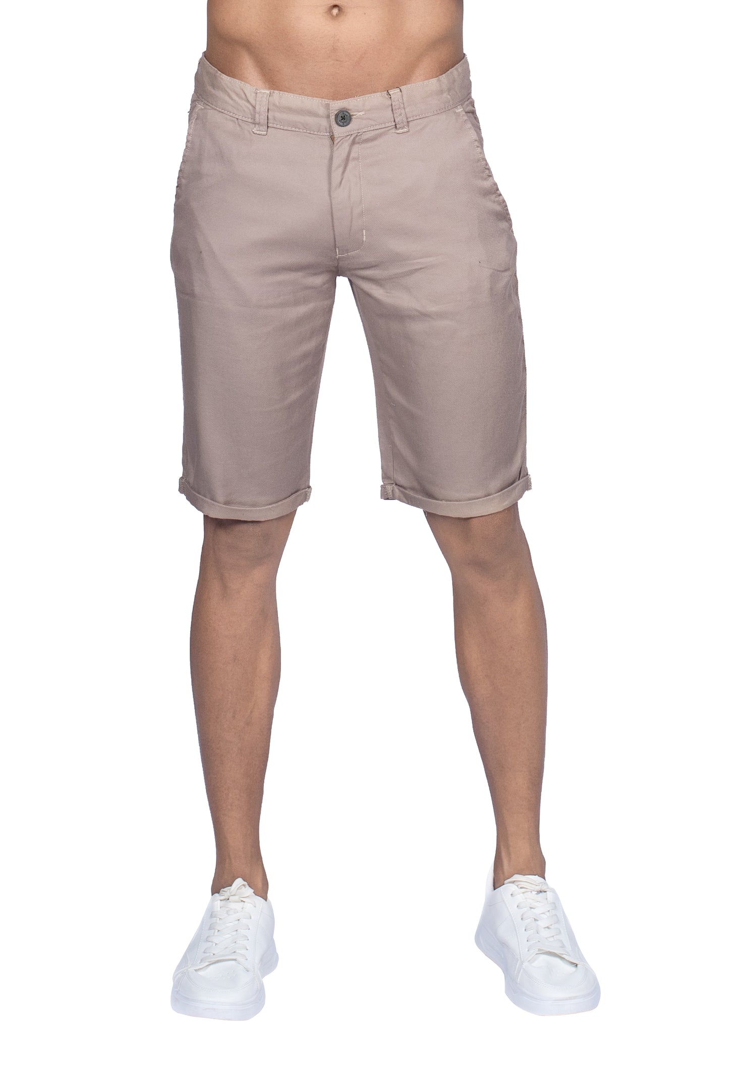 Chino Short with Rolled-Up Hem - Pastel Brown