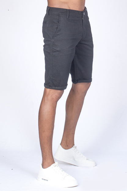 Chino Short with Rolled-Up Hem - Jet Black