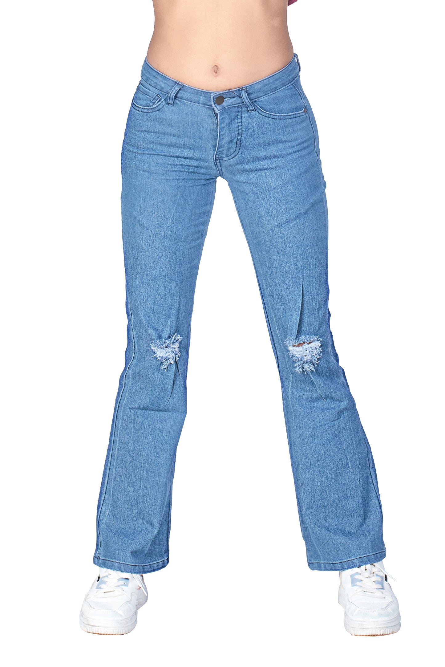 Bell Jeans with Distressed Detail in Light Blue Wash