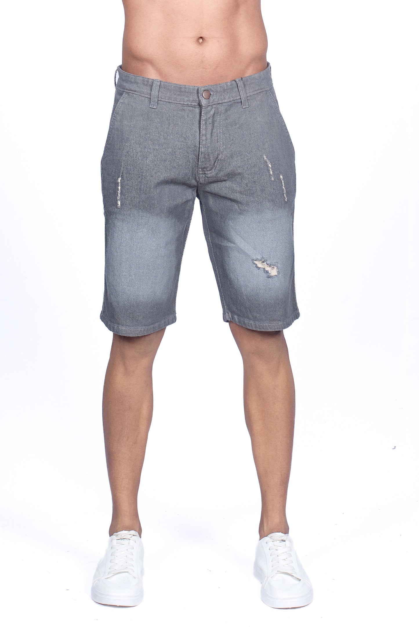 Men's Ripped Denim Short - Grey