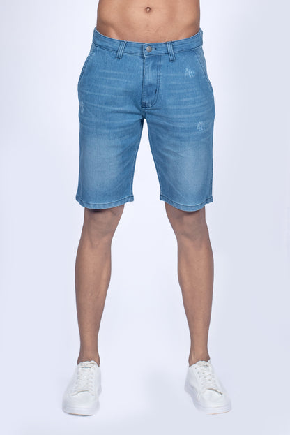 Men's Tooled Denim Short - Light Blue Wash