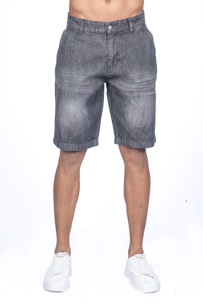 Men's Solid Wash Denim Short - Grey