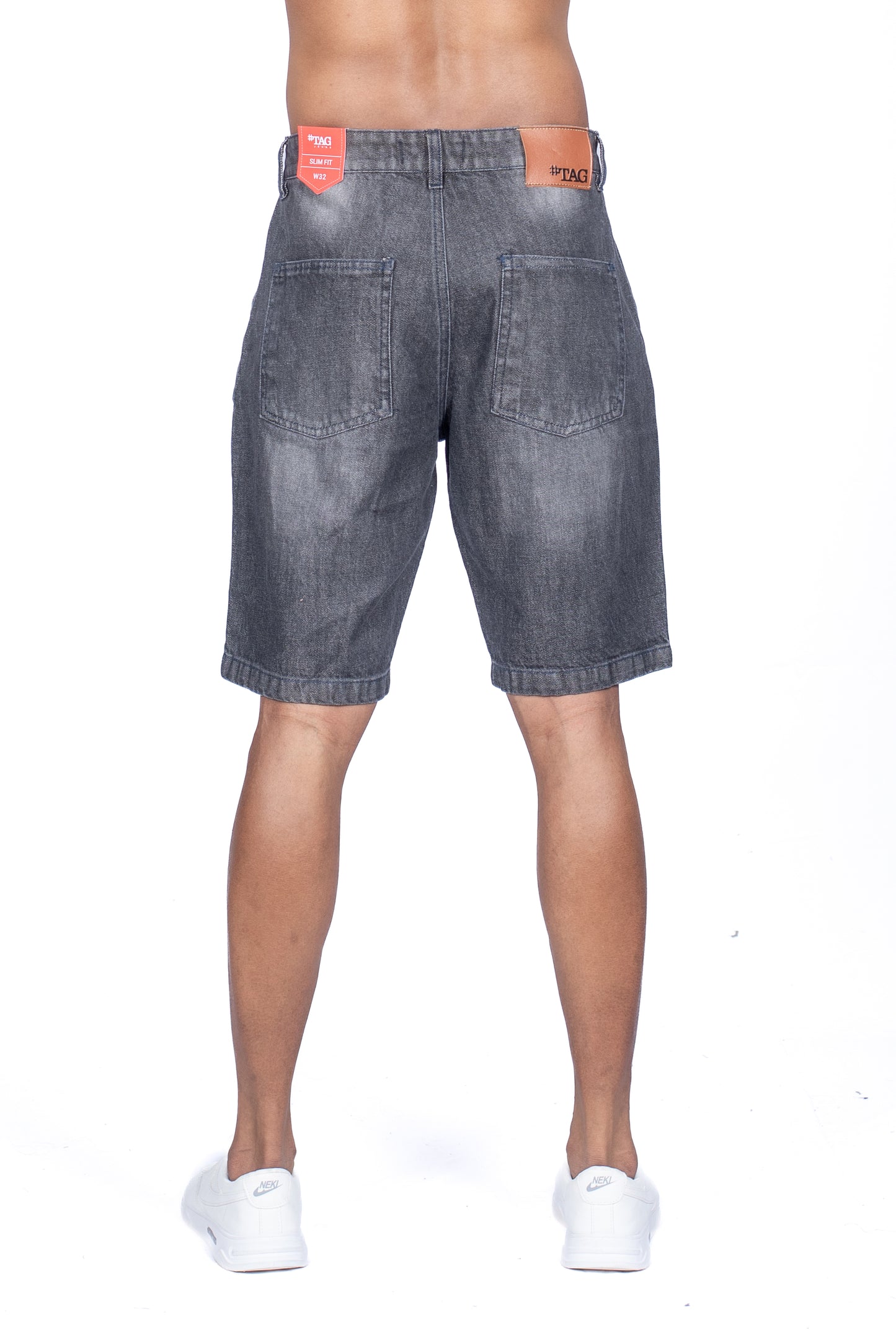 Men's Solid Wash Denim Short - Grey