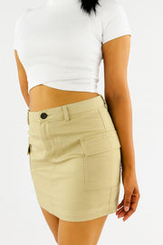 Ladies Cargo Mini Skirt- Tan