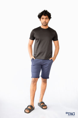 Chino Short with Rolled- Up-Hem - Navy