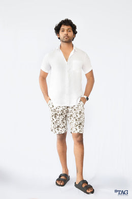 Men's Printed Short-Grey White